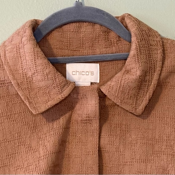 Chico's Women's Textured Brown Trench Coat with Brown Buttons - Picture 5 of 7